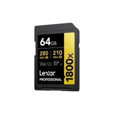 Atminties kortelė Lexar SDXC Pro 1800x U3 UHS-II R280/W210 (V60) 64GB