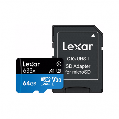 Atminties kortelė LEXAR 633X microSDHC/SDXC 64GB + adapteris