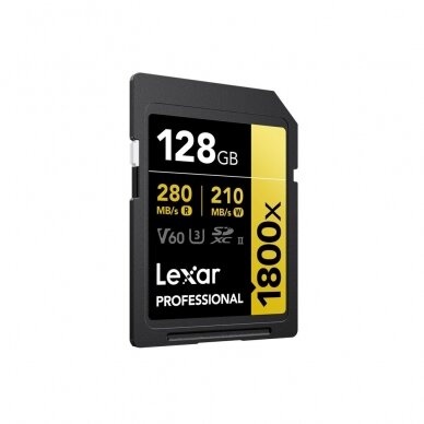Atminties kortelė Lexar SDXC Pro 1800x U3 UHS-II R280/W210 (V60) 128GB
