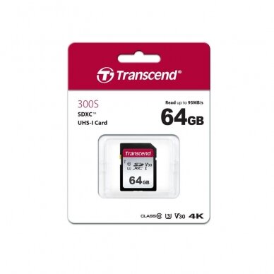 Atminties kortelė Transcend SDXC 64GB Silver 300S
