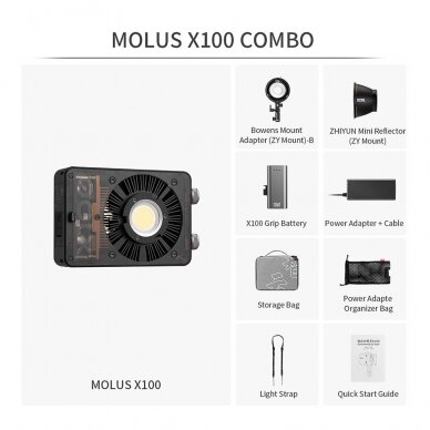 Šviestuvas Zhiyun LED Molus X100 Combo